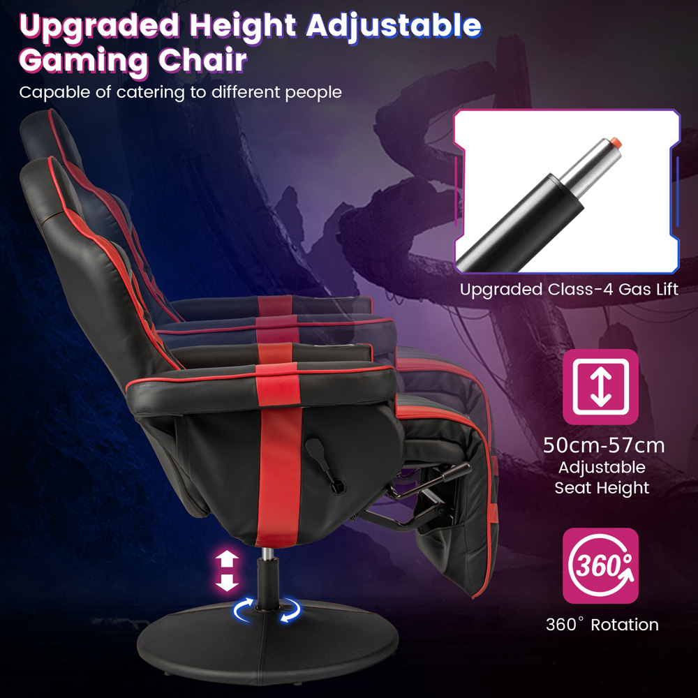 Costway Red Massage Gaming Chair with Cup Holder Image 8