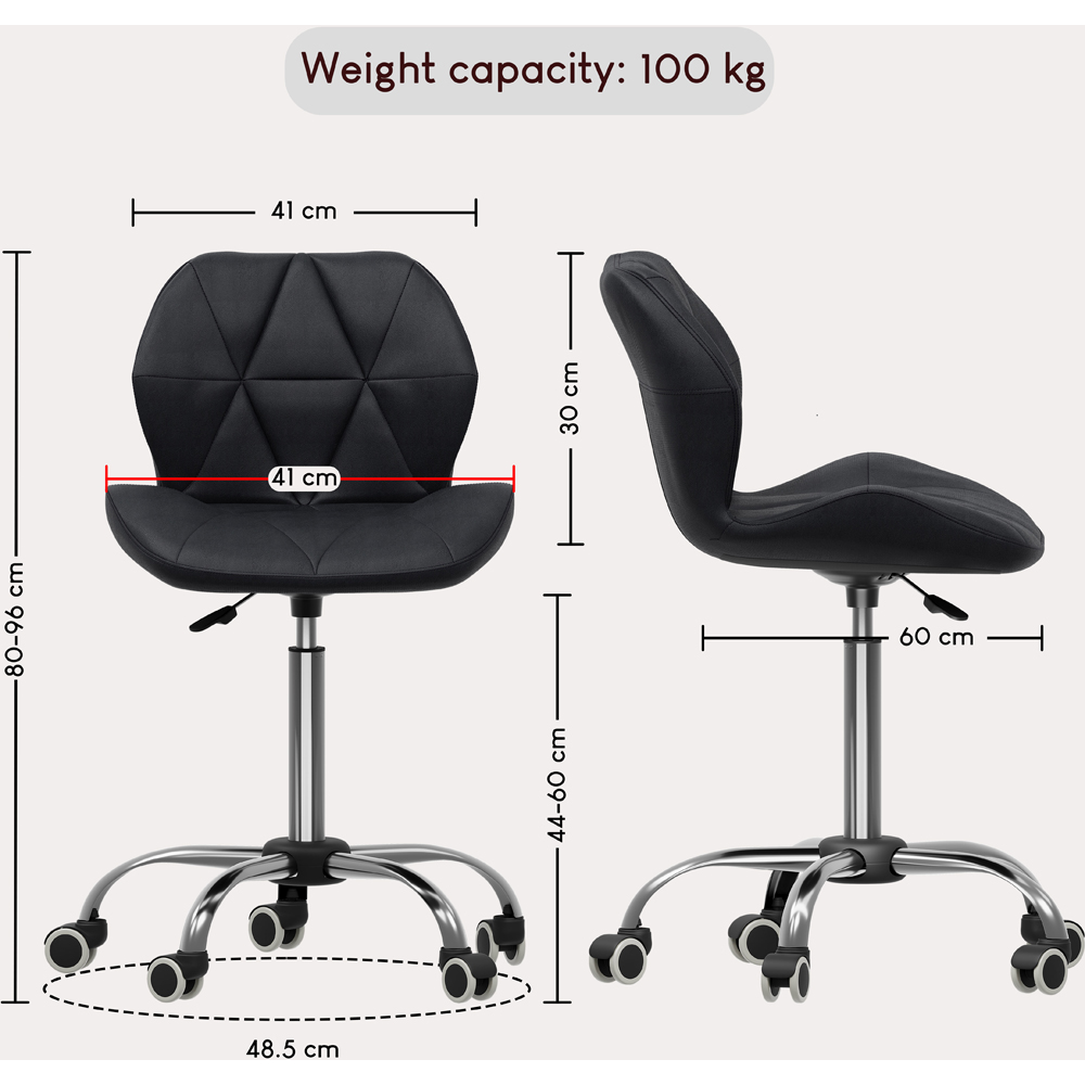 Vida Designs Geo Black PU Faux Leather Swivel Office Chair Image 8