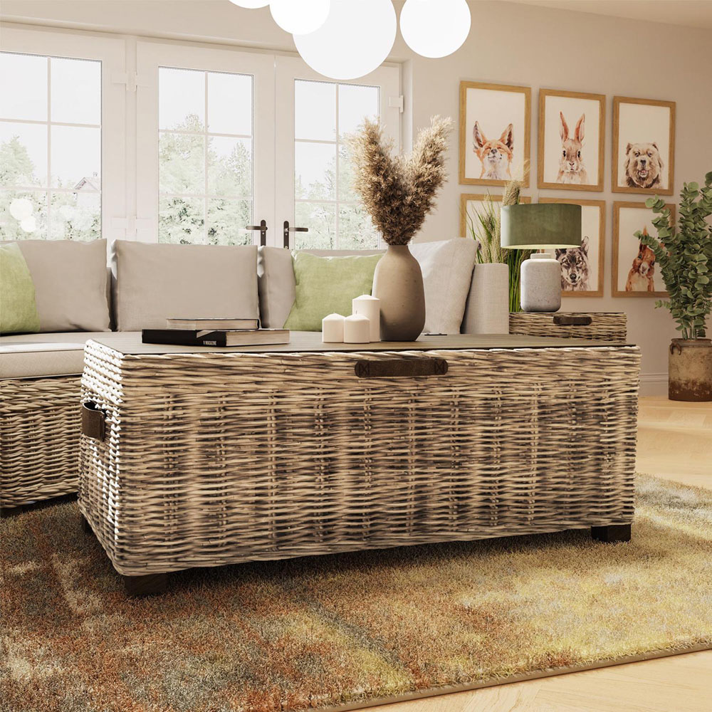 FWStyle Maya Grey Wash Handmade Lift Up Storage Coffee Table Image 6