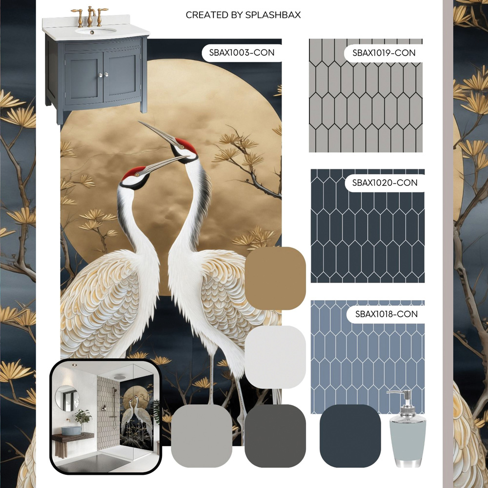 Splashbax Premium Artisan Oriental Midnight Acrylic Bathroom Wall Panel 2400 x 1200mm Image 8