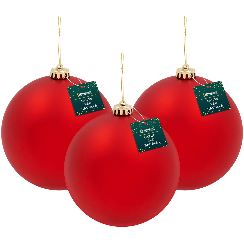 The Christmas Workshop Red Matte Bauble 3 Pack Image 3