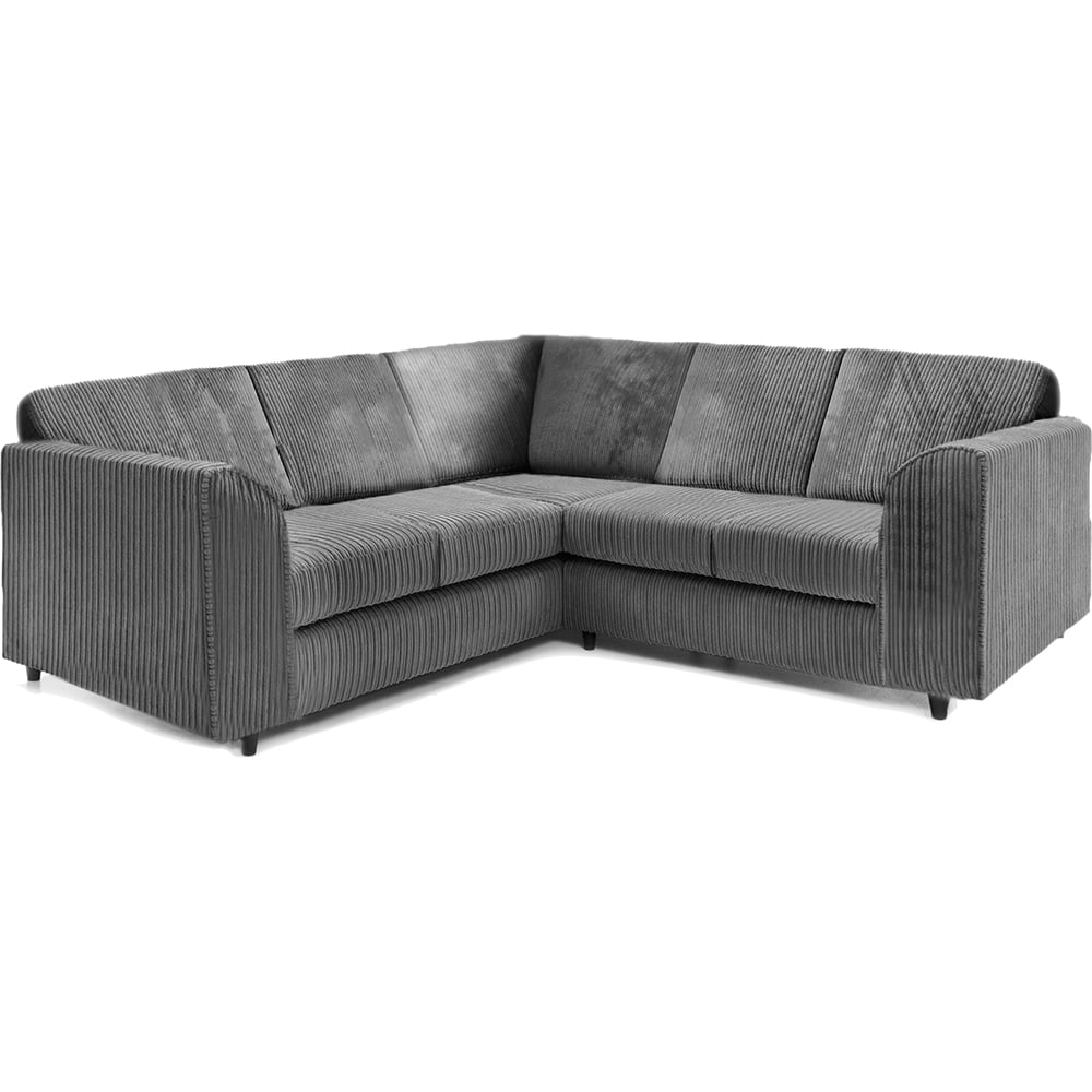 Luxor 5 Seater Grey Jumbo Cord Full Back L Shaped Corner Sofa Set Image 2