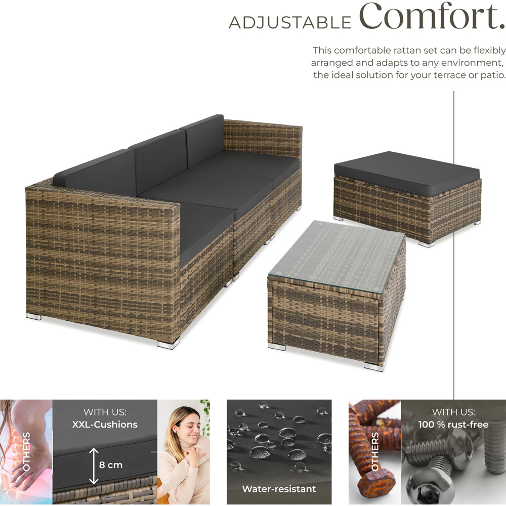 tectake Florence 4 Seater Natural Rattan Garden Lounge Set Image 3