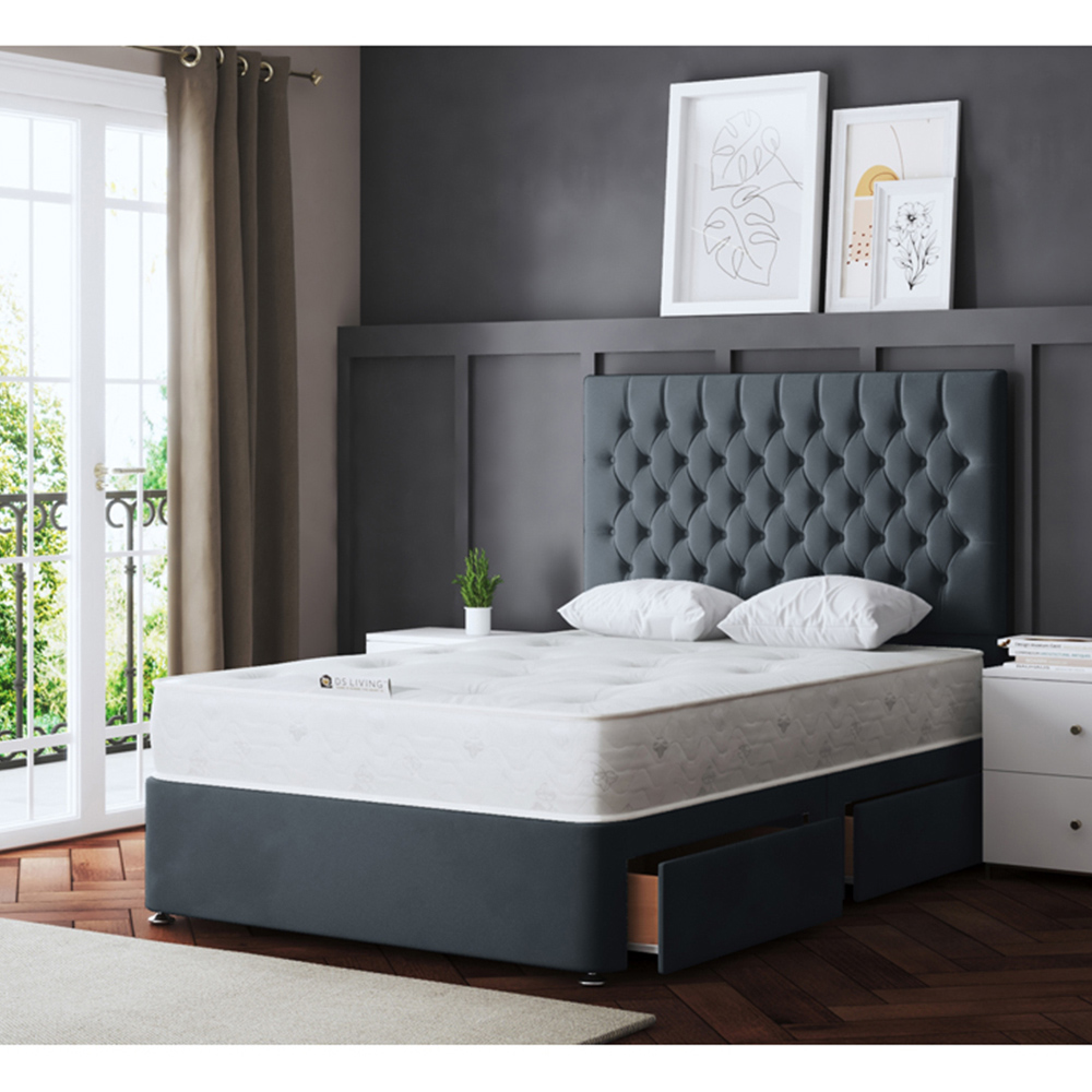 DS Living Seraphine King Size Steel Upholstered Panel Divan Bed with 2 Drawer Image 5