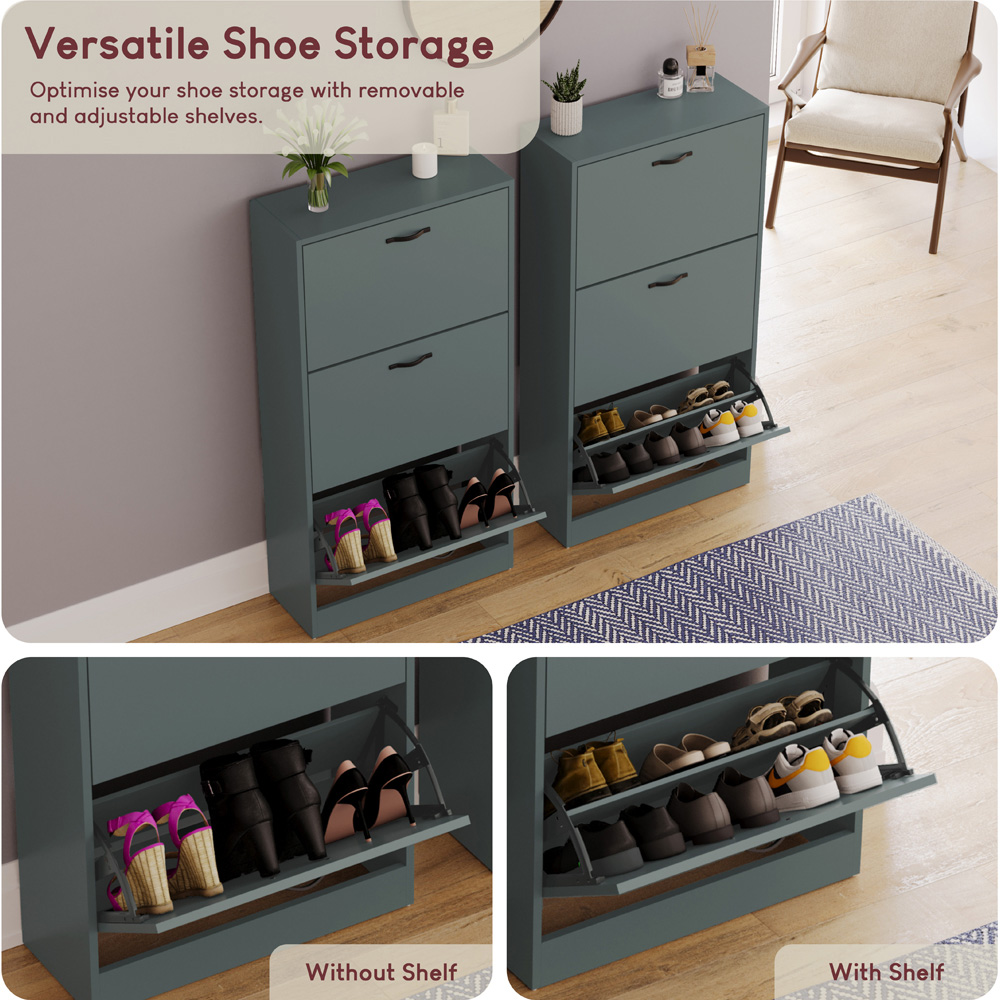 Vida Designs 3 Drawer Green Shoe Cabinet Image 6