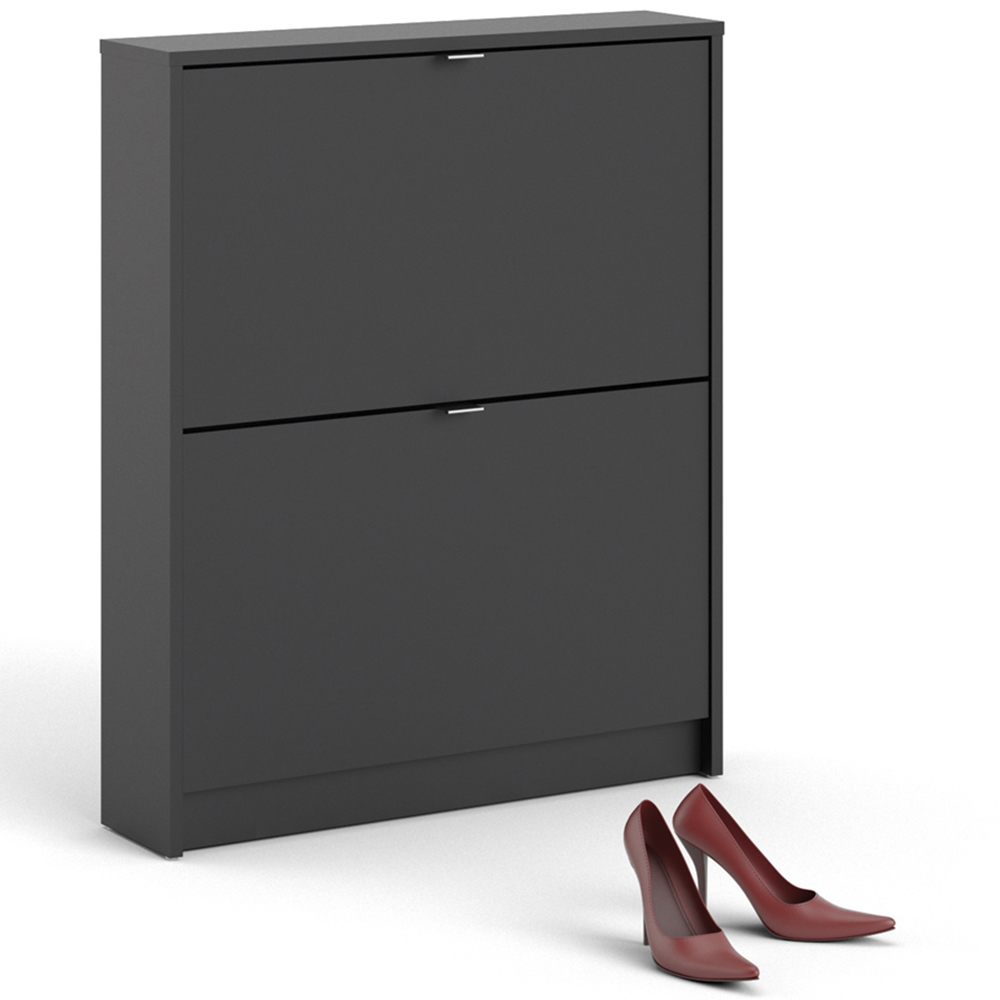 Florence Shoes 2 Flip Door Single Layer Matt Black Shoe Storage Cabinet Image 3