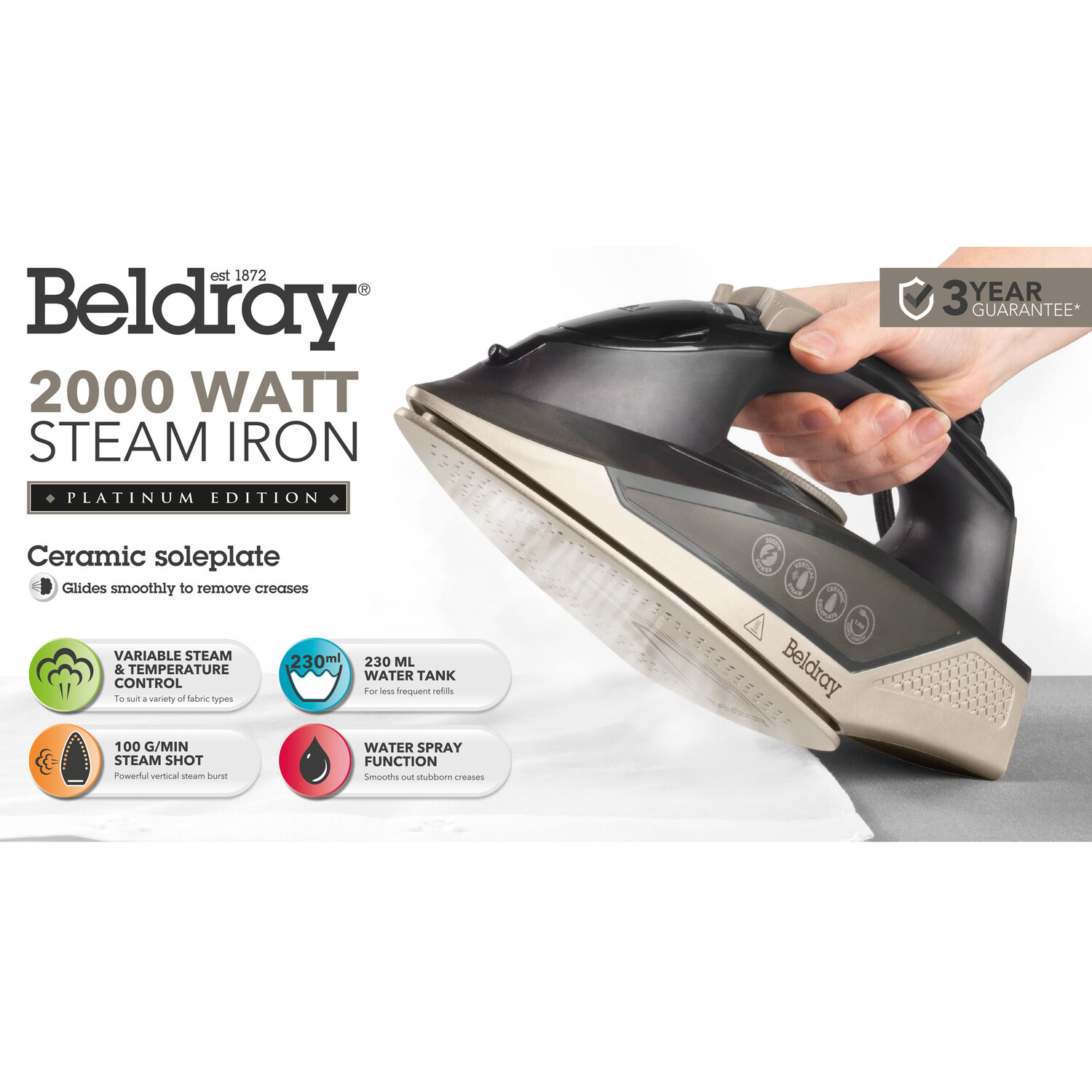 Beldray Steam Lite Iron Grey Image 5