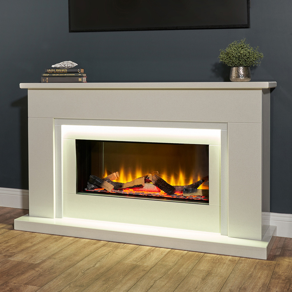 Acantha Arona White Marble Electric Fireplace Suite 54 inch Image 8