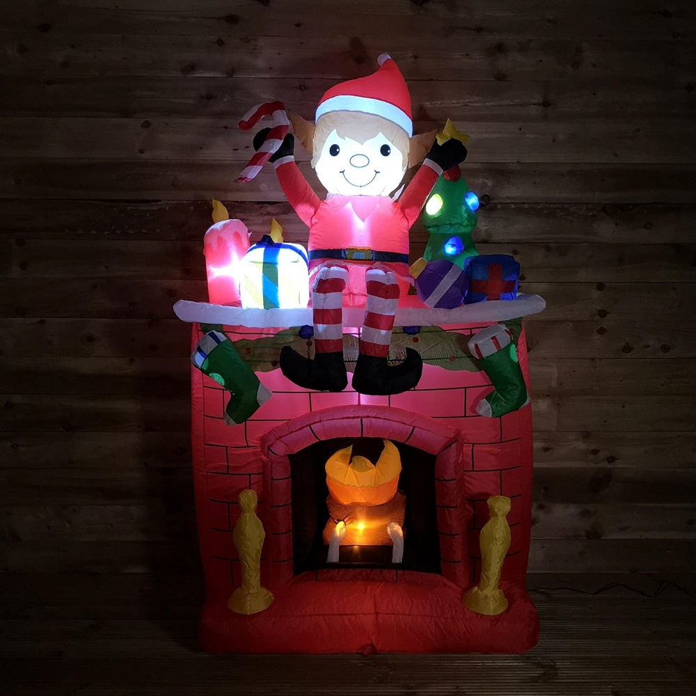 Premier Christmas Inflatable Fireplace with Elf and Presents Christmas Decoration 6.5 Image 8