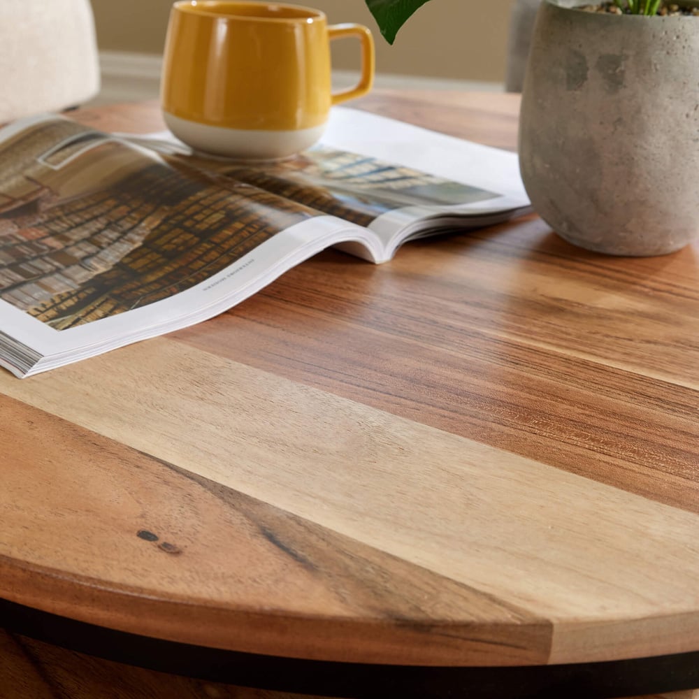 Home Source Eureka Acacia Round Nest of Tables Set of 3 Image 4