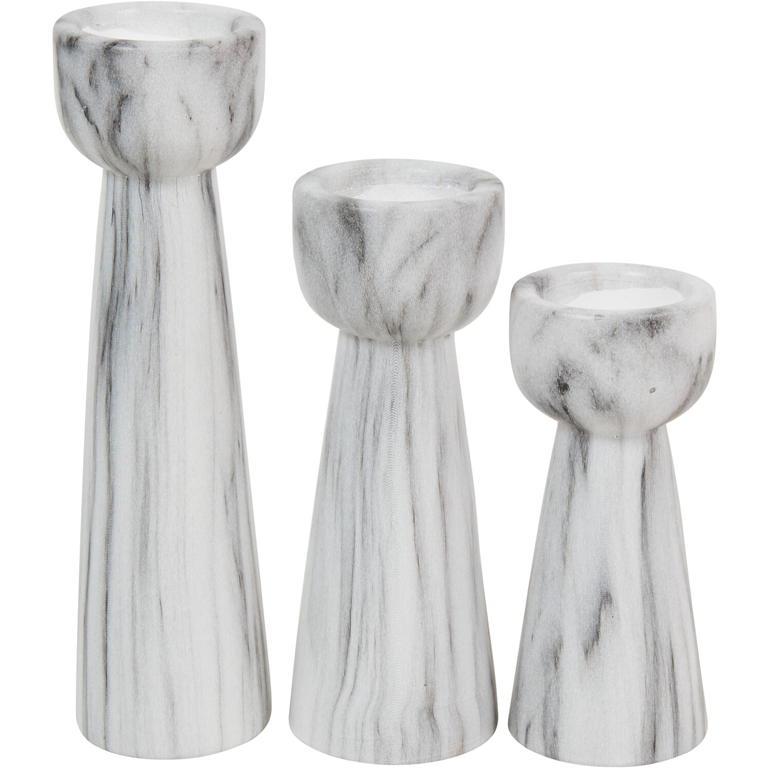 Set of 3 Marble Tealight Holders - White Image 2