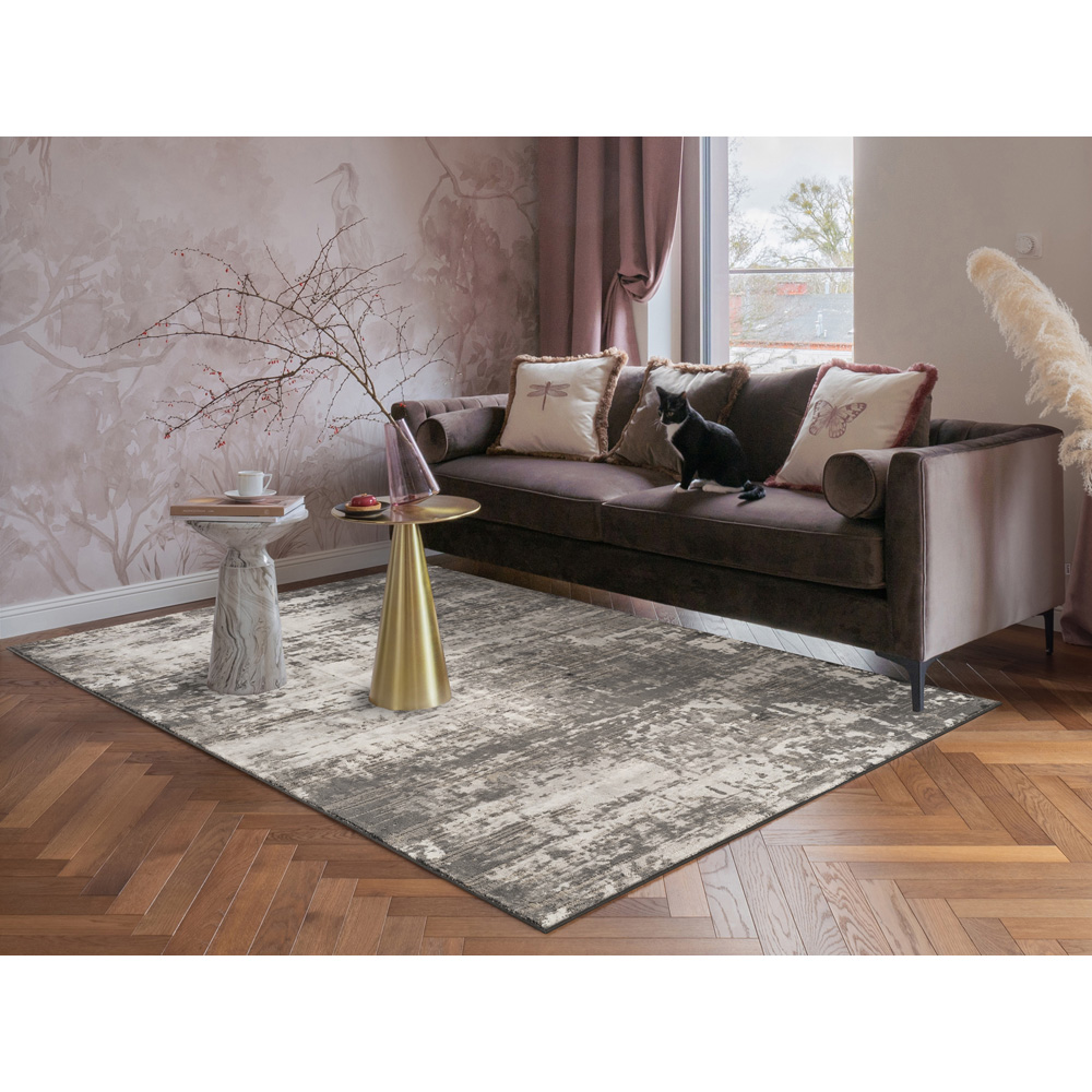 Mayfair Living Room Area Rug Metallic Sheen Contemporary Modern Abstract Design - Grey 120cm x 170cm Image 2