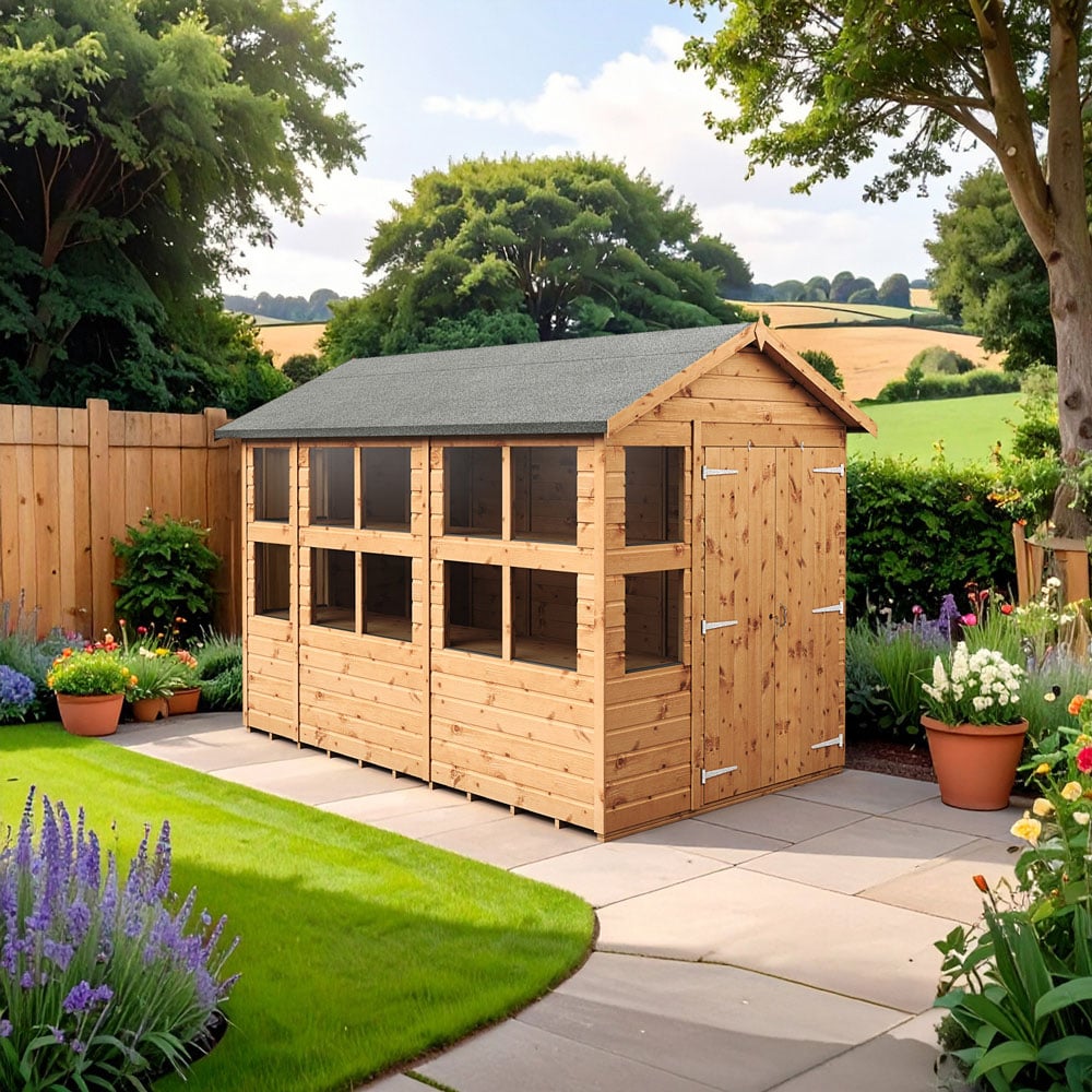 Empire Sheds 6 x 10ft 2 Door Dipped Treated Tongue and Groove Apex Potting Shed Image 2