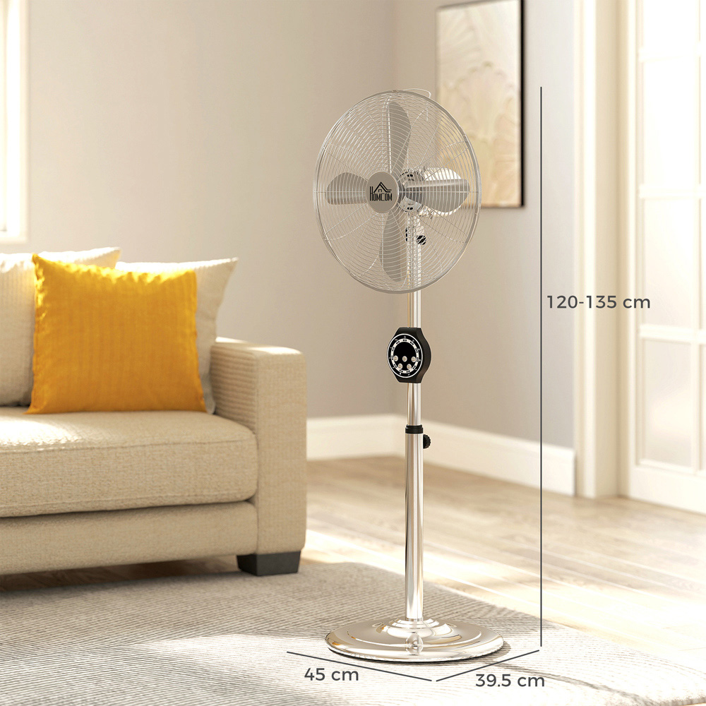 HOMCOM Metal Oscillating Pedestal Fan with Adjustable Height and Timer 53 inch Image 9