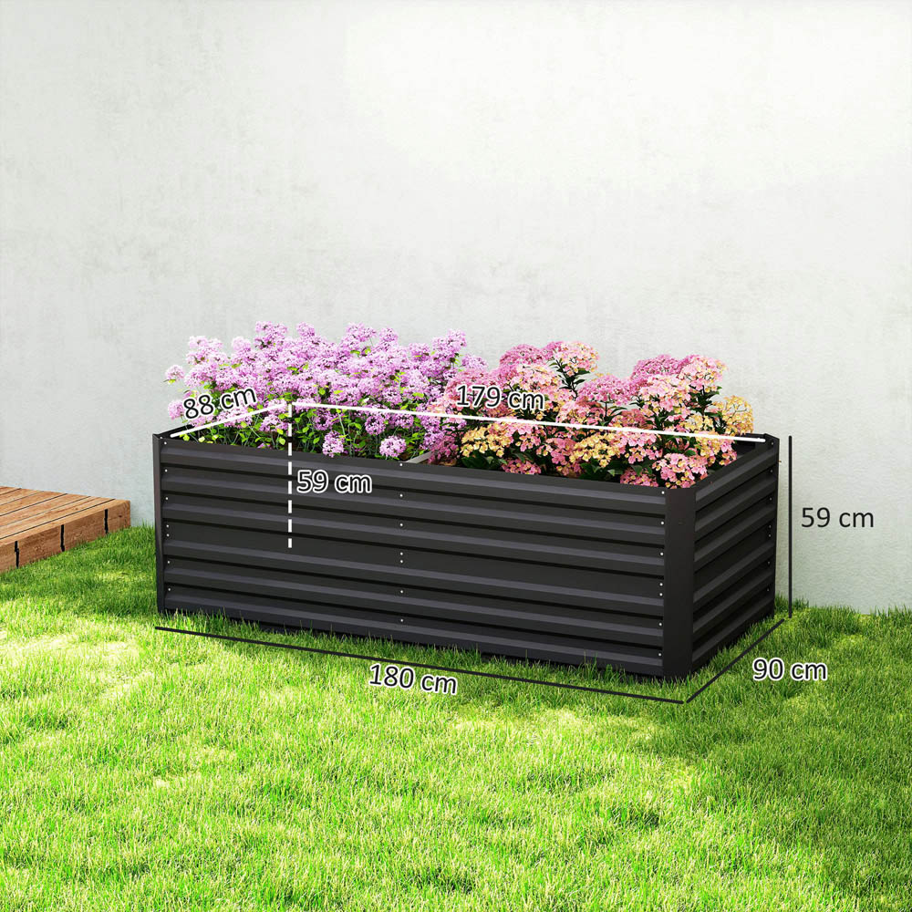 Outsunny Galvanised Steel Black Outdoor Raised Bed with Reinforced Rod 180 x 90cm Image 9