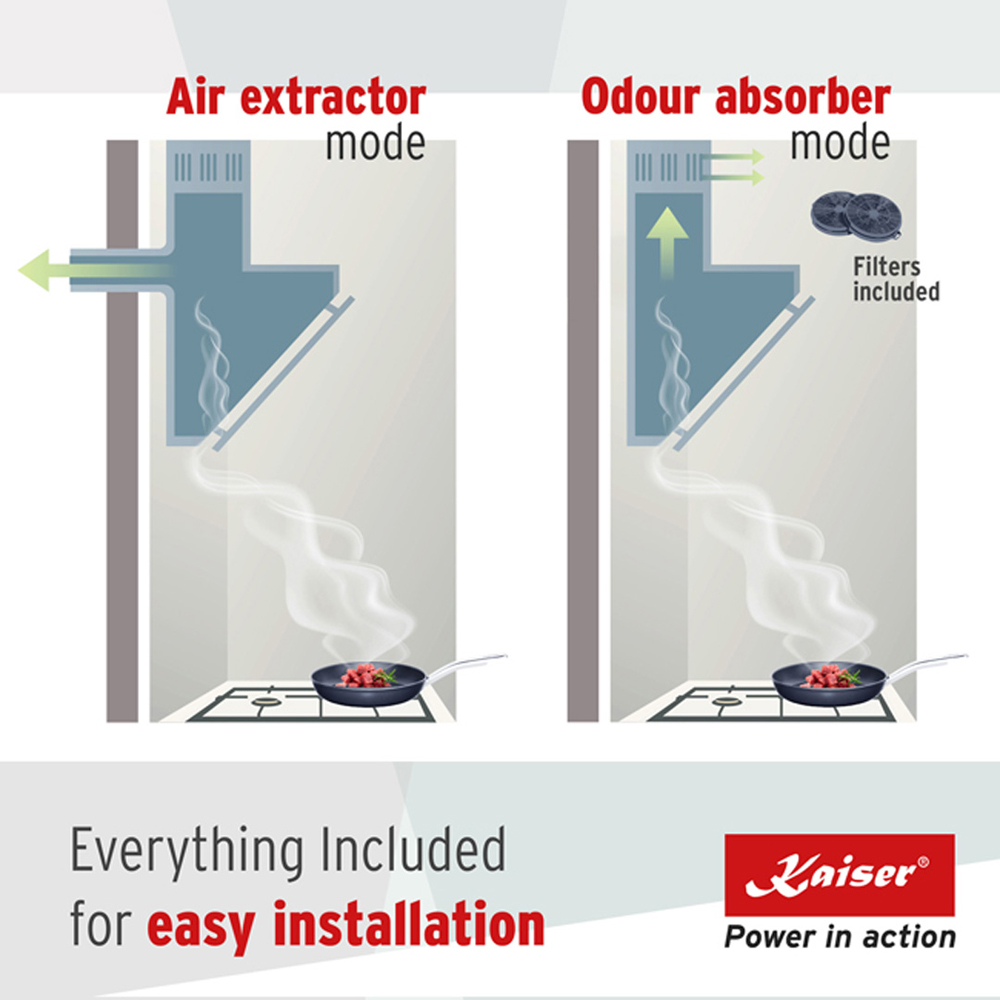 Kaiser Grand Chef Black Glass 60cm Eco Wall Mounted Cooker Hood Image 3