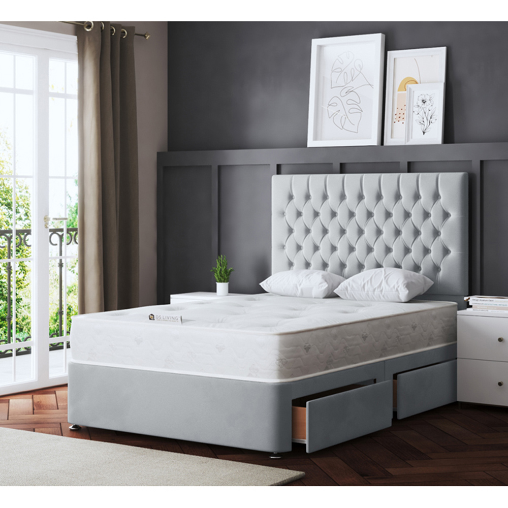 DS Living Seraphine King Size Silver Upholstered Panel Divan Bed with 4 Drawer Image 5