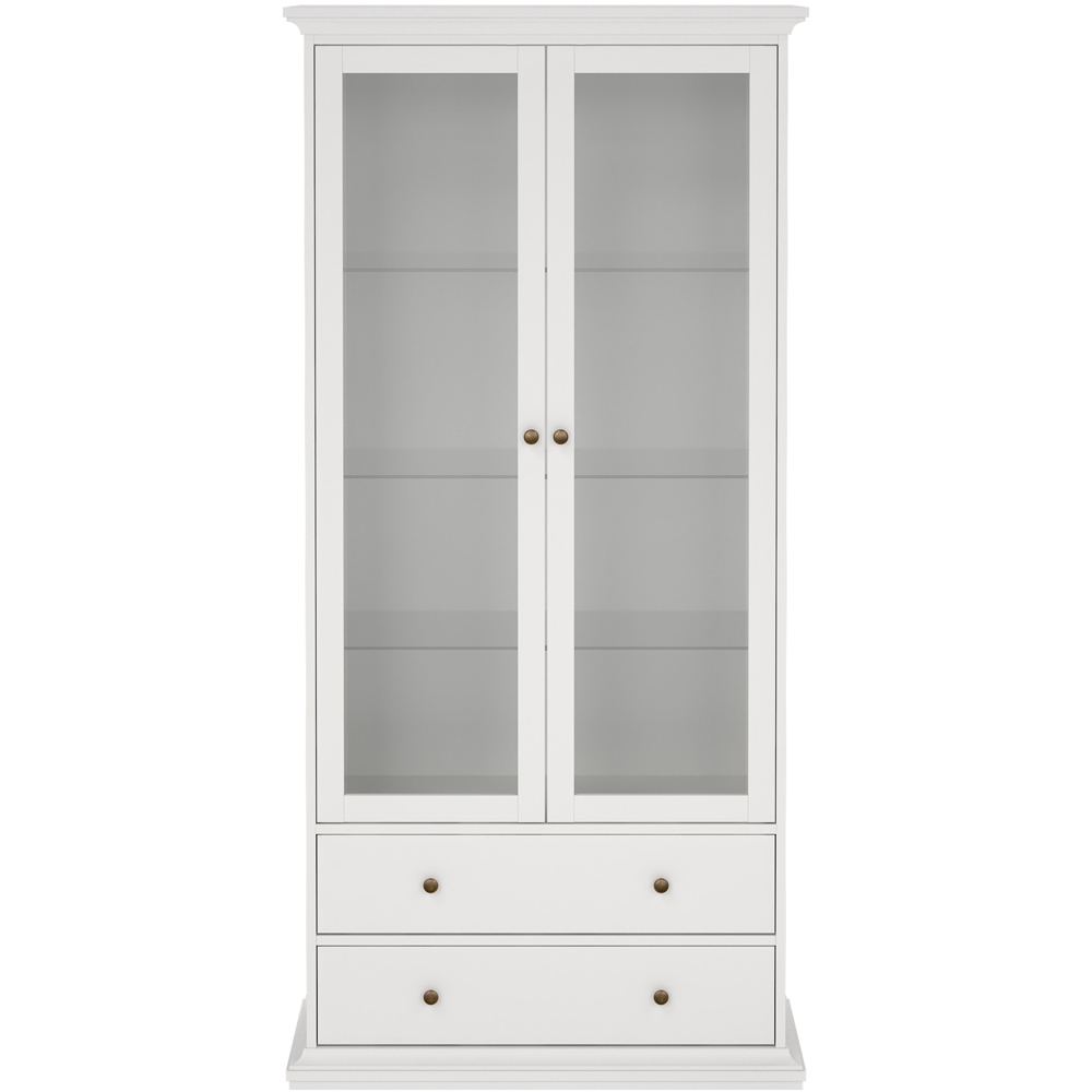 Florence Paris China 2 Door 2 Drawer White Display Cabinet Image 4