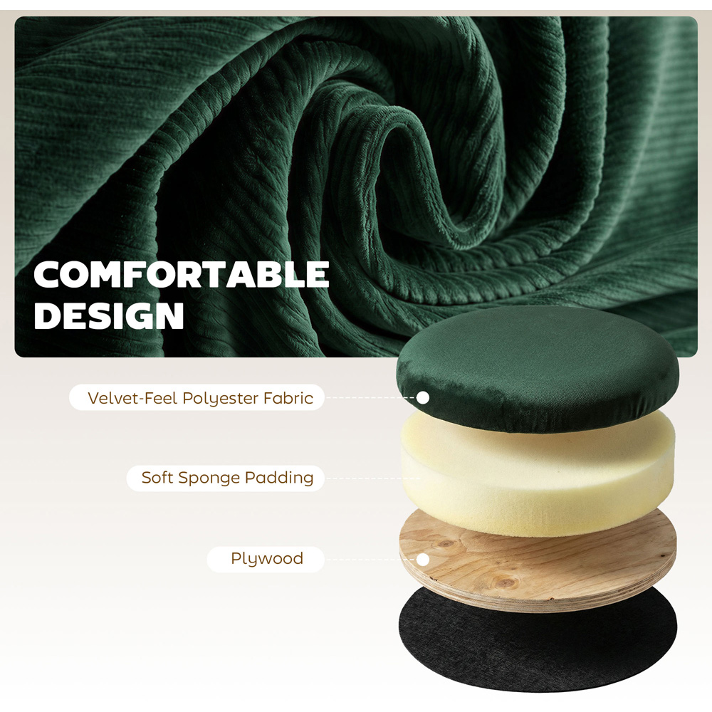 Portland Dark Green Round Storage Ottoman with Removable Top Image 7