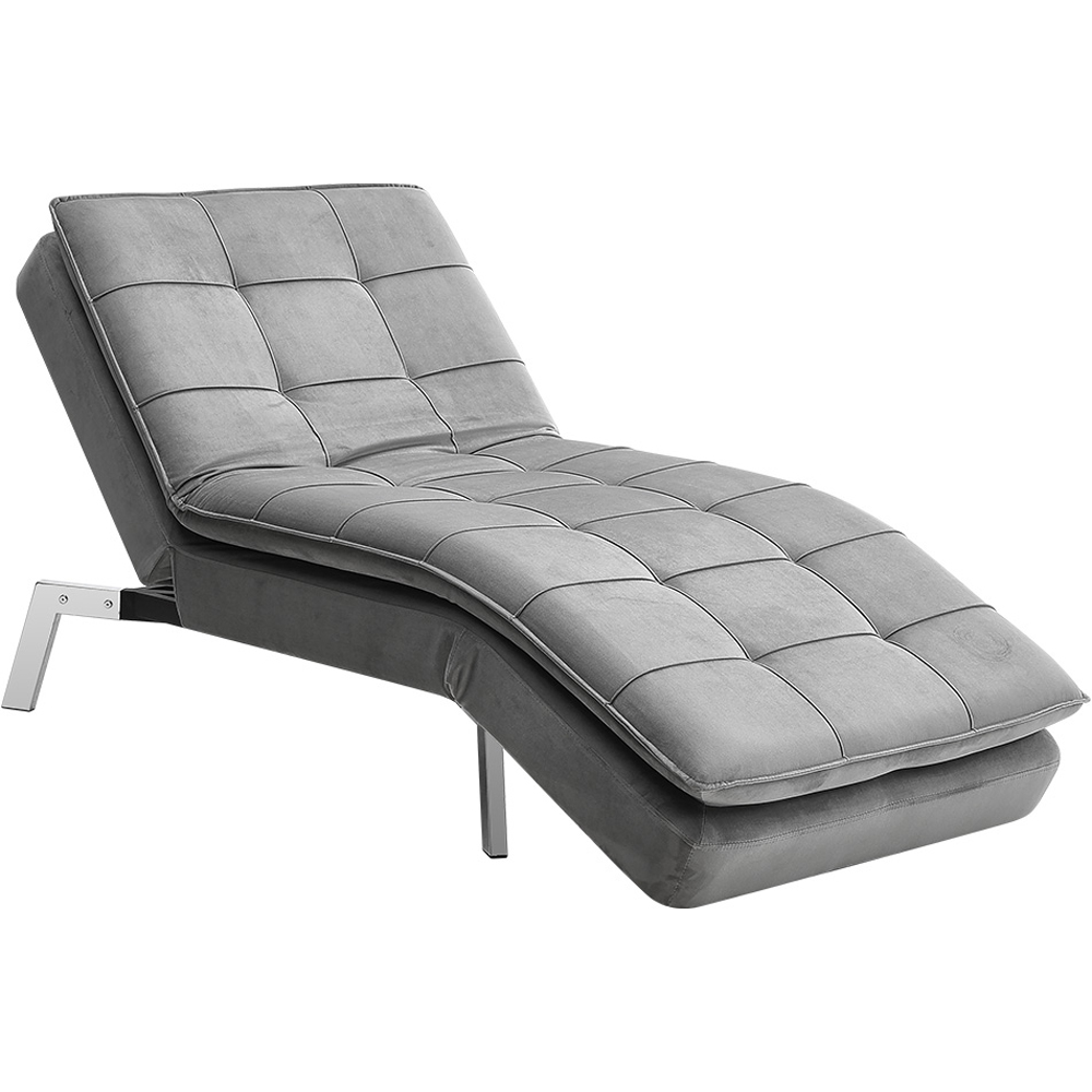 Living and Home Chaise Grey Fabric Upholstered Adjustable Lounger Image 2