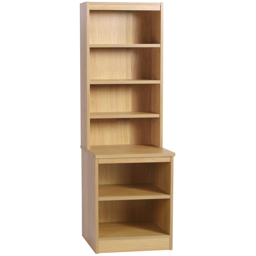 R White Cabinets 6 Shelf Brown Desk Height Bookcase with Hutch Image 2