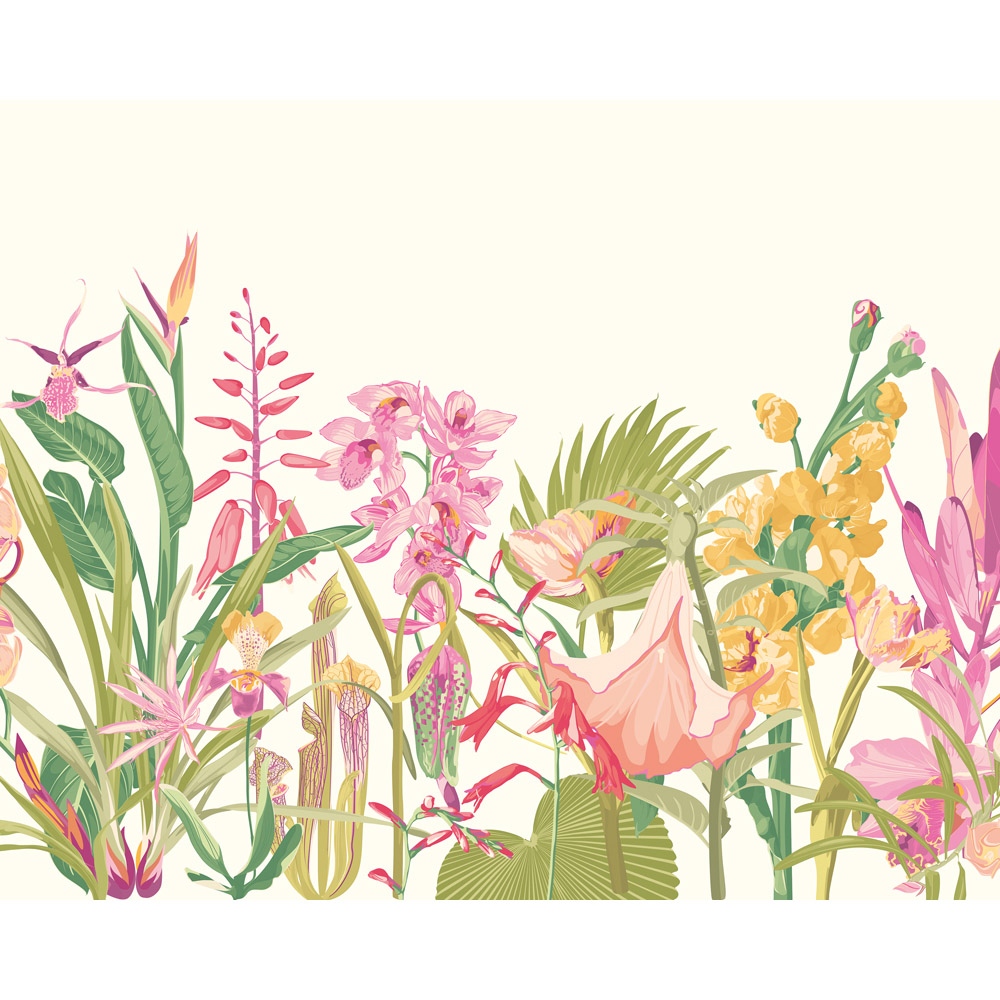 Origin Murals Tropical Foliage Rose Pink Wall Mural Medium Image 2