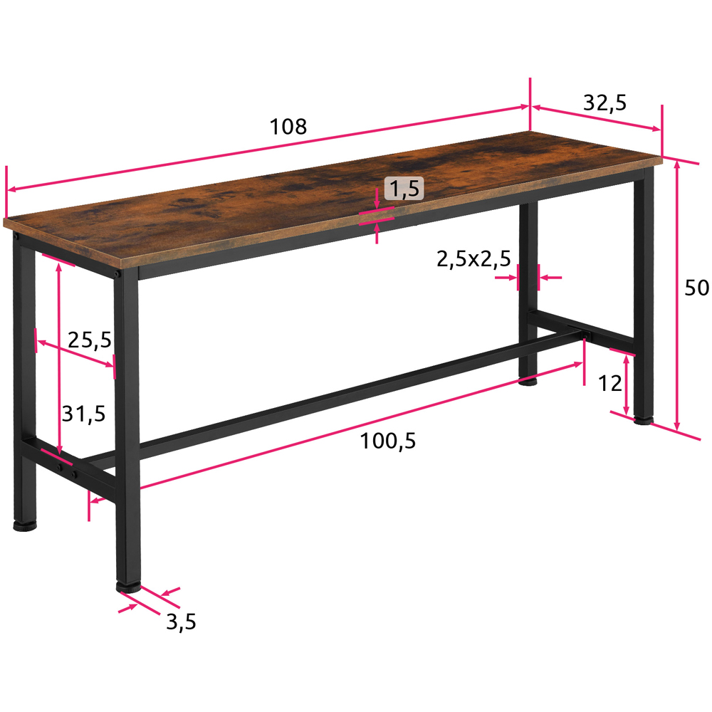 tectake Fairfield Set of 2 Dark Wood Bench Image 9
