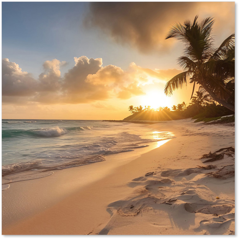 Warren Reed Designer Sunrise In Paradise Glass Kitchen Splashback 60 x 60cm Image 2