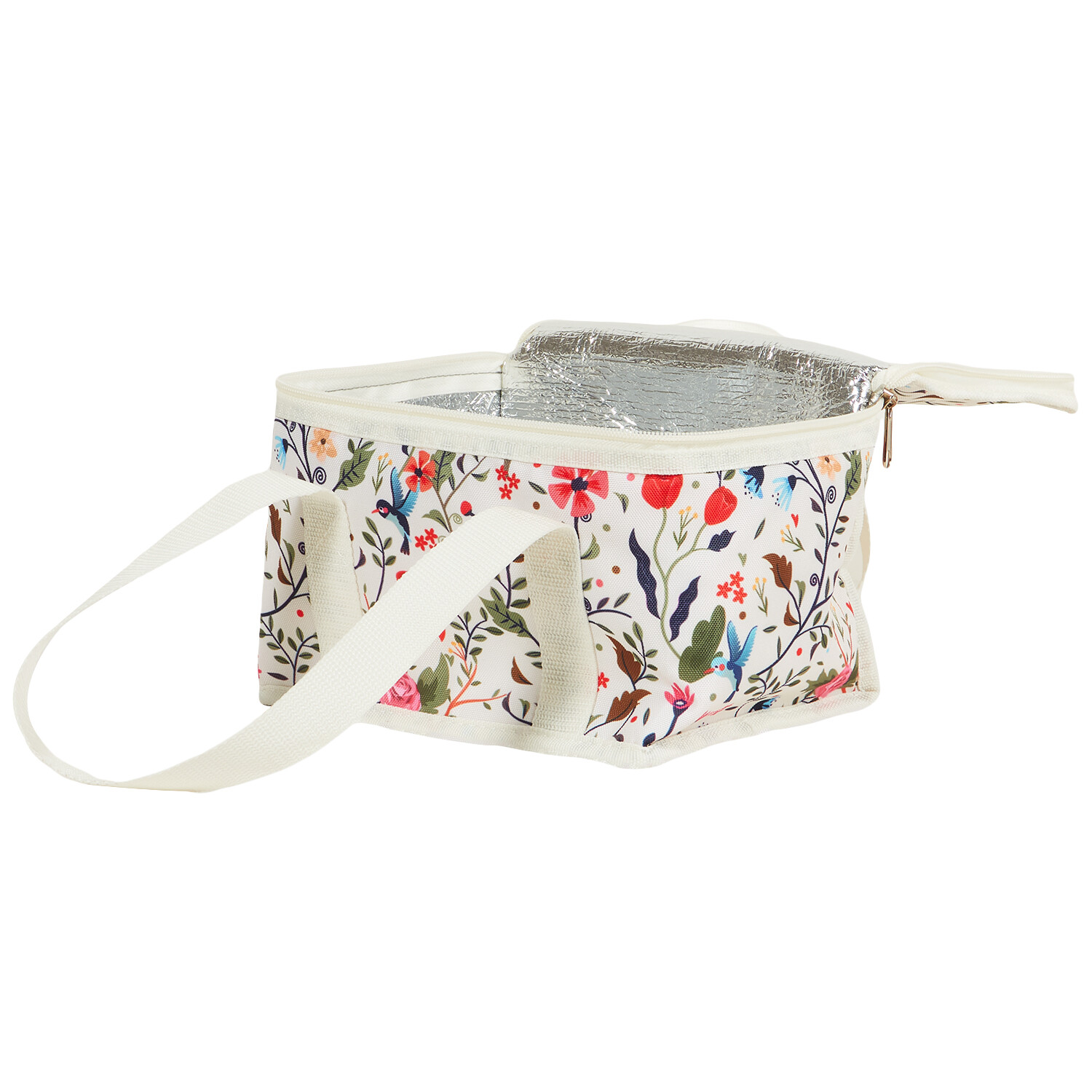 Light or Dark Floral Insulated Lunch Bag - White or Navy Image 4