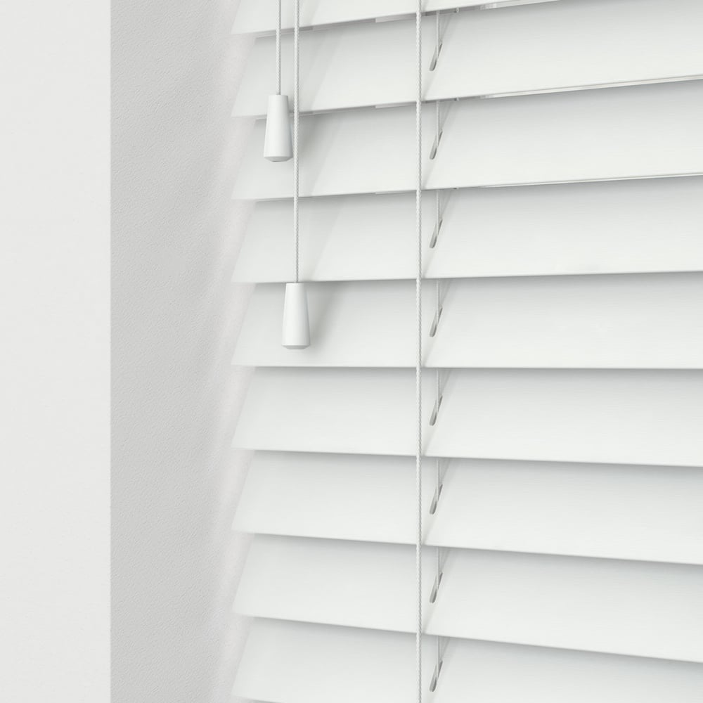 Caecus Real Wood String Venetian Blind White 180 x 120cm Image 1