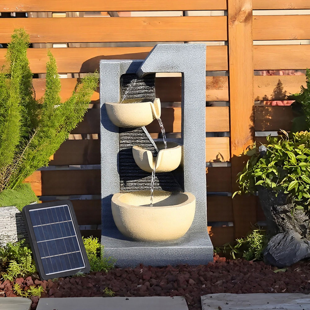 Living and Home 3 Tier LED Light Solar Powered Water Fountain Image 7