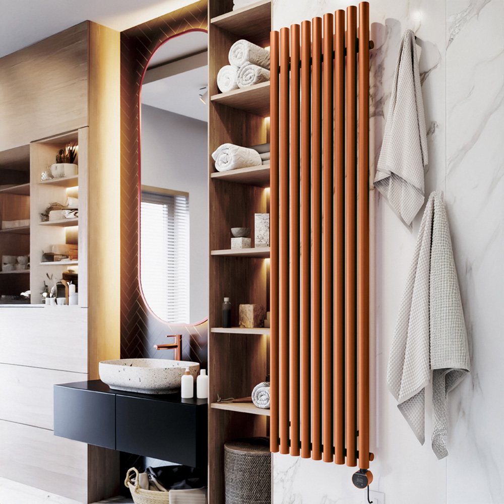 Terma Rolo-Room E Wi-Fi True Copper Electric Radiator 1000W 1800 x 480mm Image 2