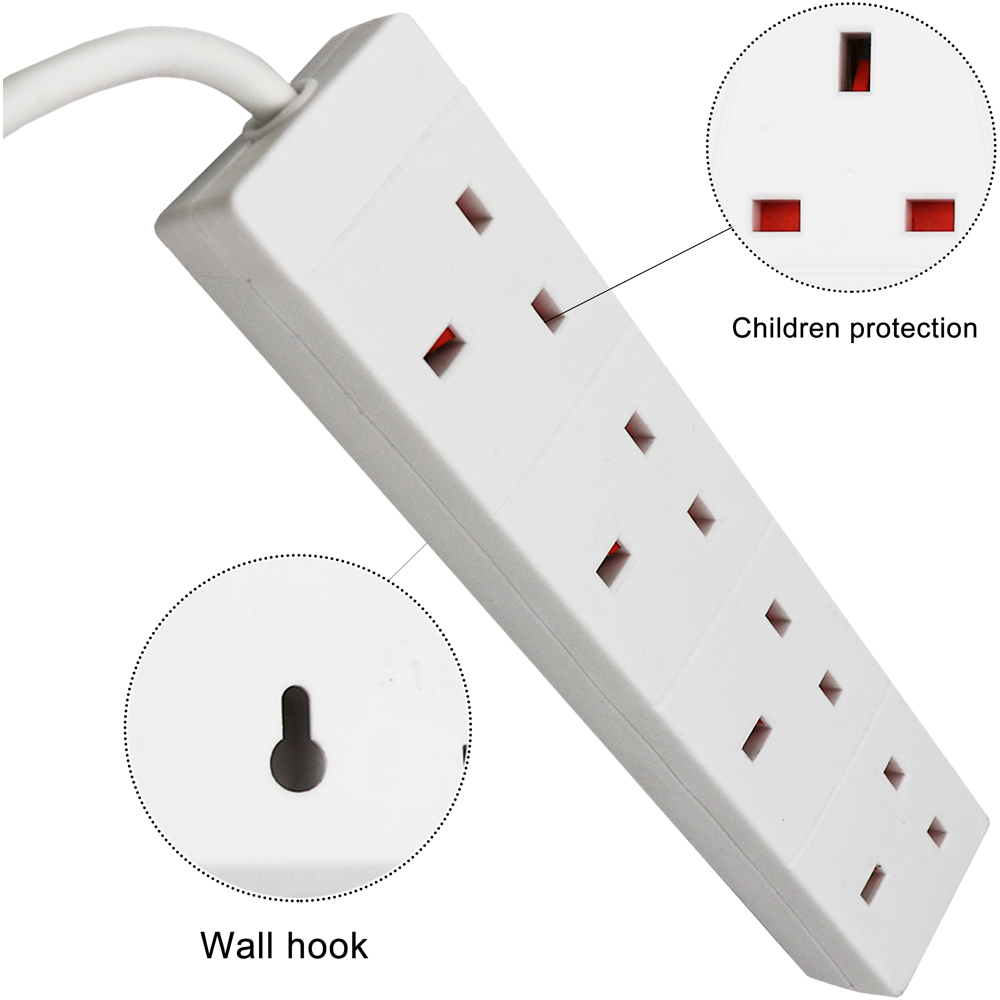 ExtraStar 4 Way White 13A Extension Lead 3m Image 3