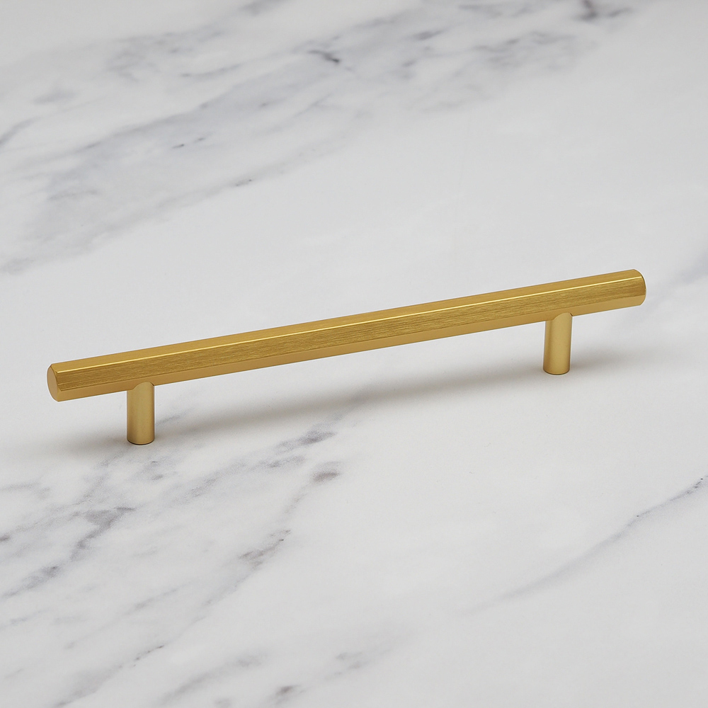 Handle & Home Brushed Brass Hexagon T-Bar Handle 160mm Image 3