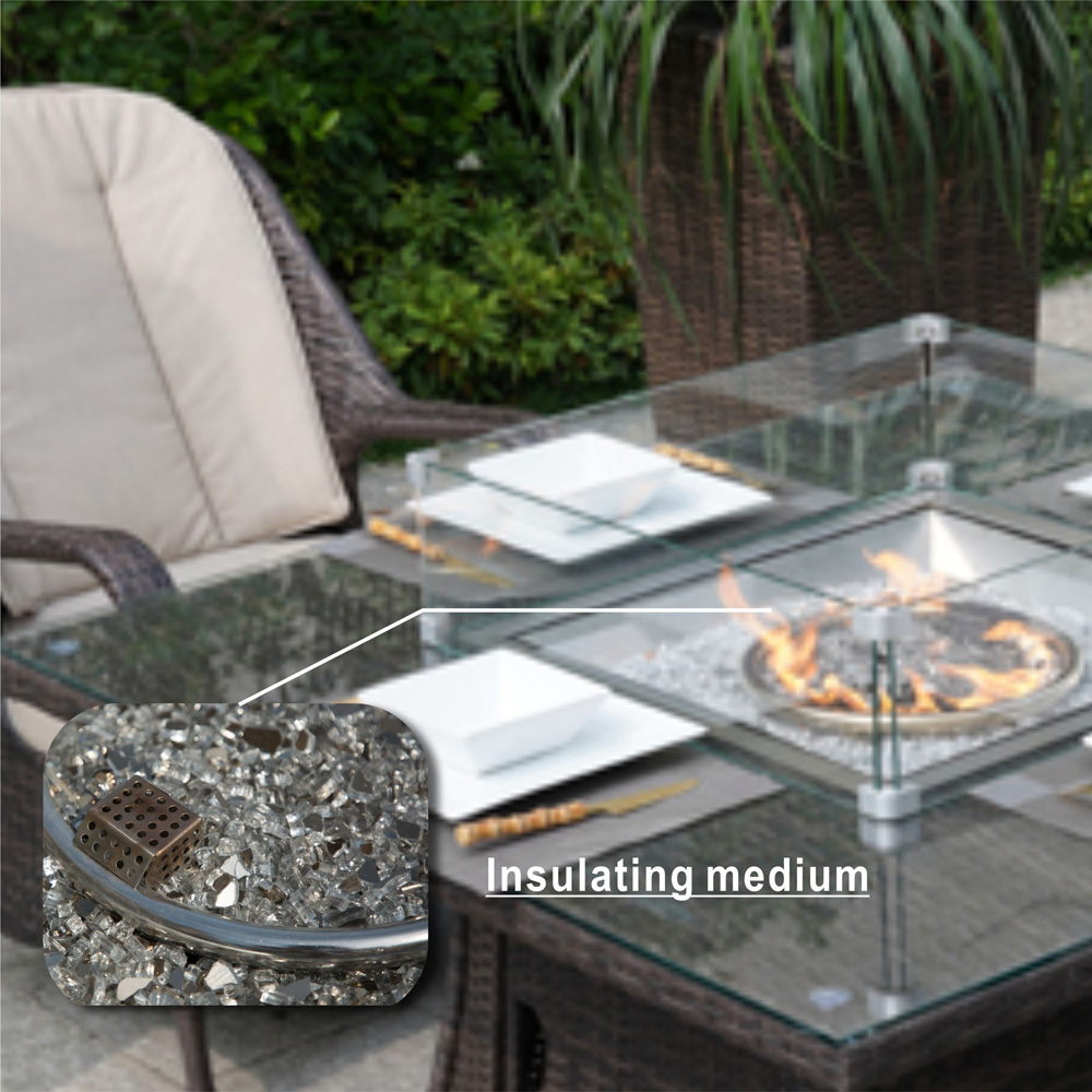 Direct Wicker Brown Square Fire Pit Dining Table Image 4