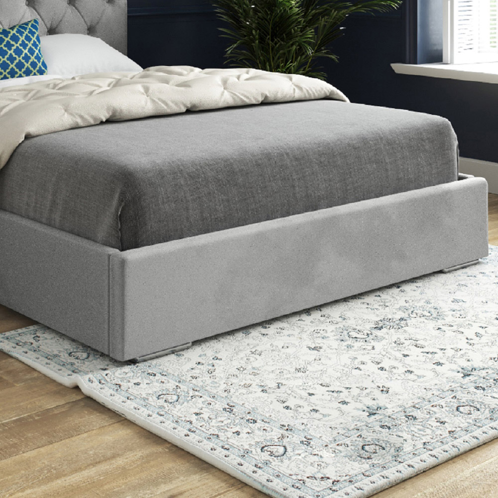 Alma Grey Single Velvet Upholstered Bed Frame with Chesterfield Headboard Image 4
