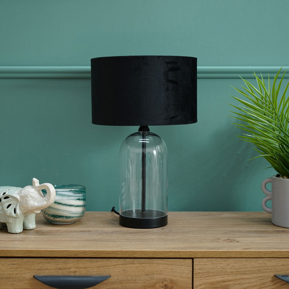 ValueLights Jessy Black Velvet Shade Glass LED Table Lamp Image 4