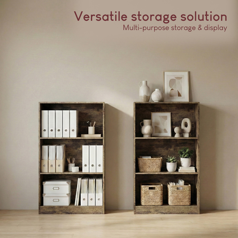 VIDA DESIGNS Cambridge 3 Shelf Dark Wood Medium Bookcase Image 5