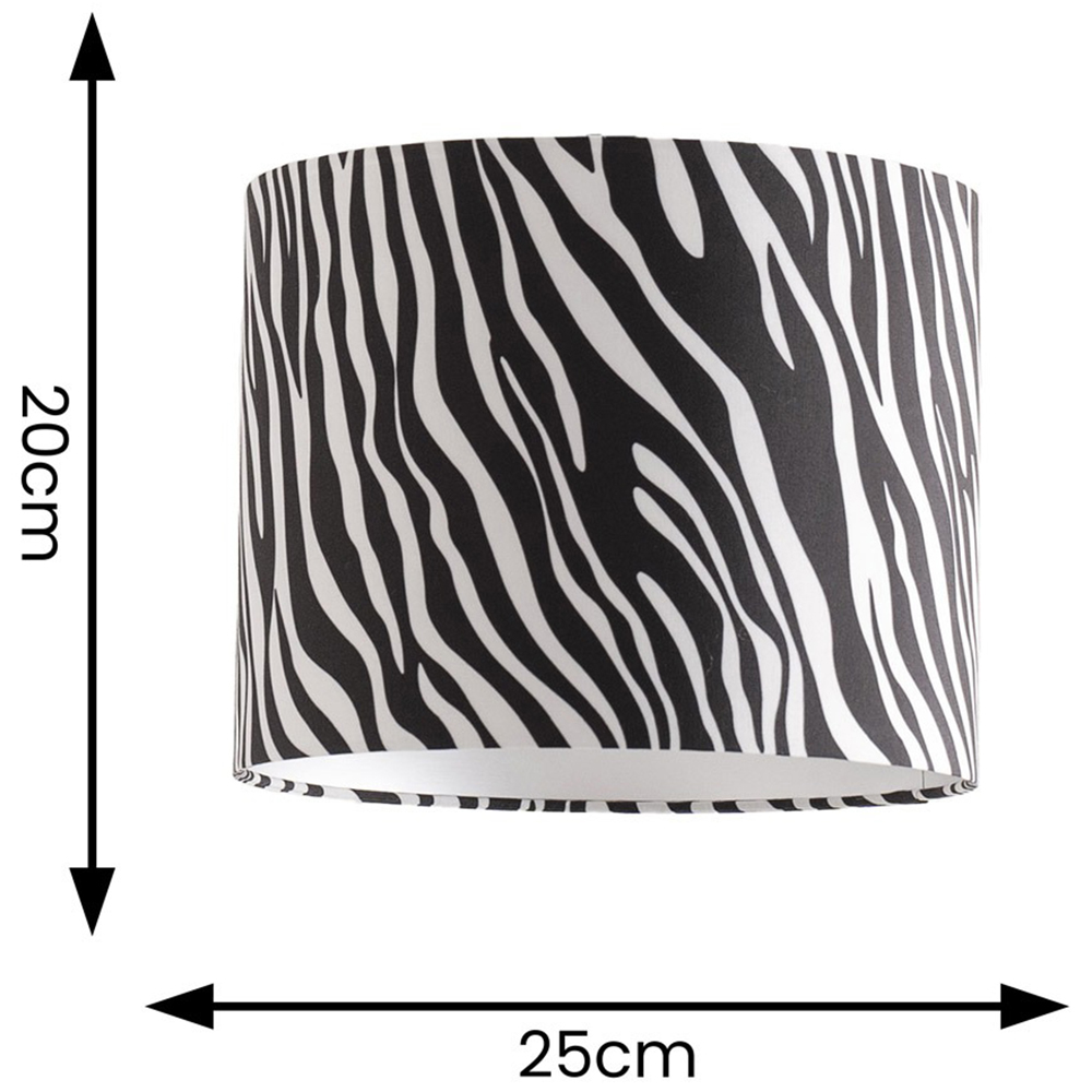 ValueLights Oasis Zebra Print Fabric with Metallic Chrome Inner Drum Ceiling Lamp Shade Image 4