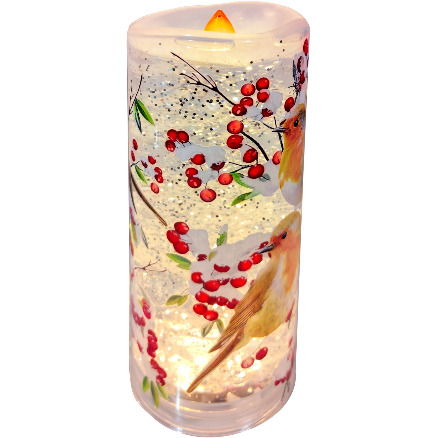 Robin Glitter Spinning LED Candle Multicolour | Homebase