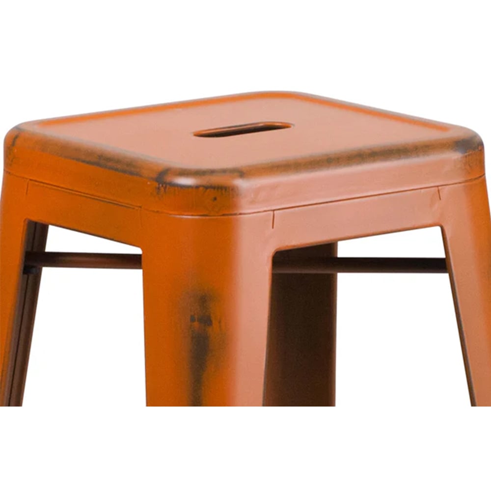 FWStyle Set of 4 Orange Distressed Steel Assembled Bar Stool Image 4