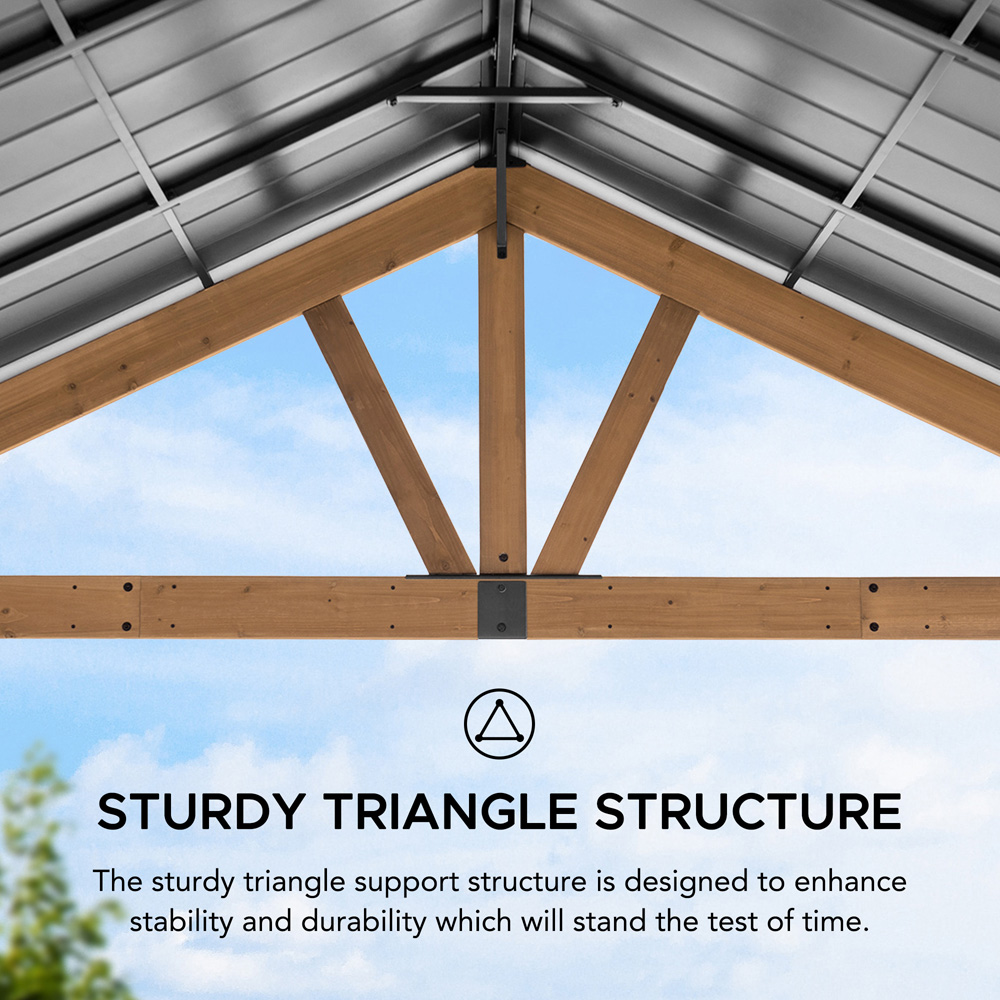 Sunjoy Rebra 4.04 x 4.65m Anthracite Cedar Wood Gazebo Image 3