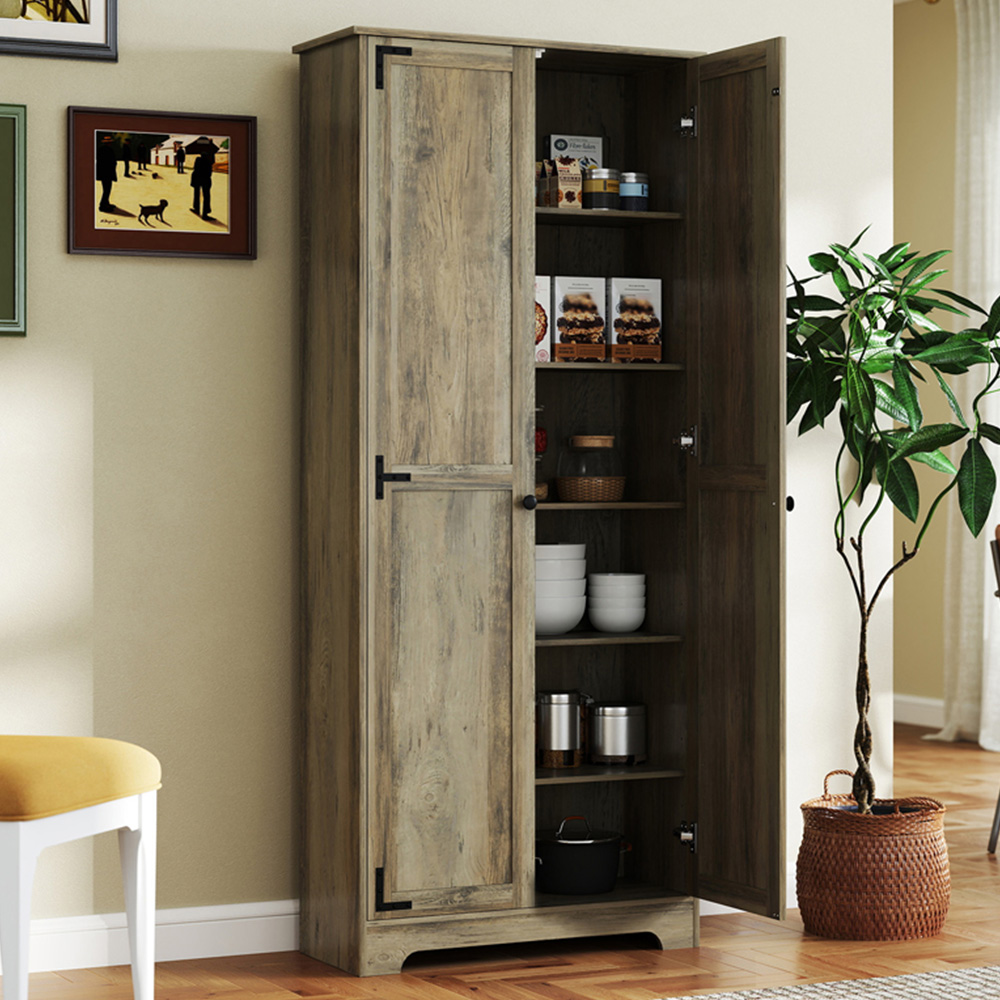 Portland 2 Door Grey Wooden Kitchen Cabinet Image 3