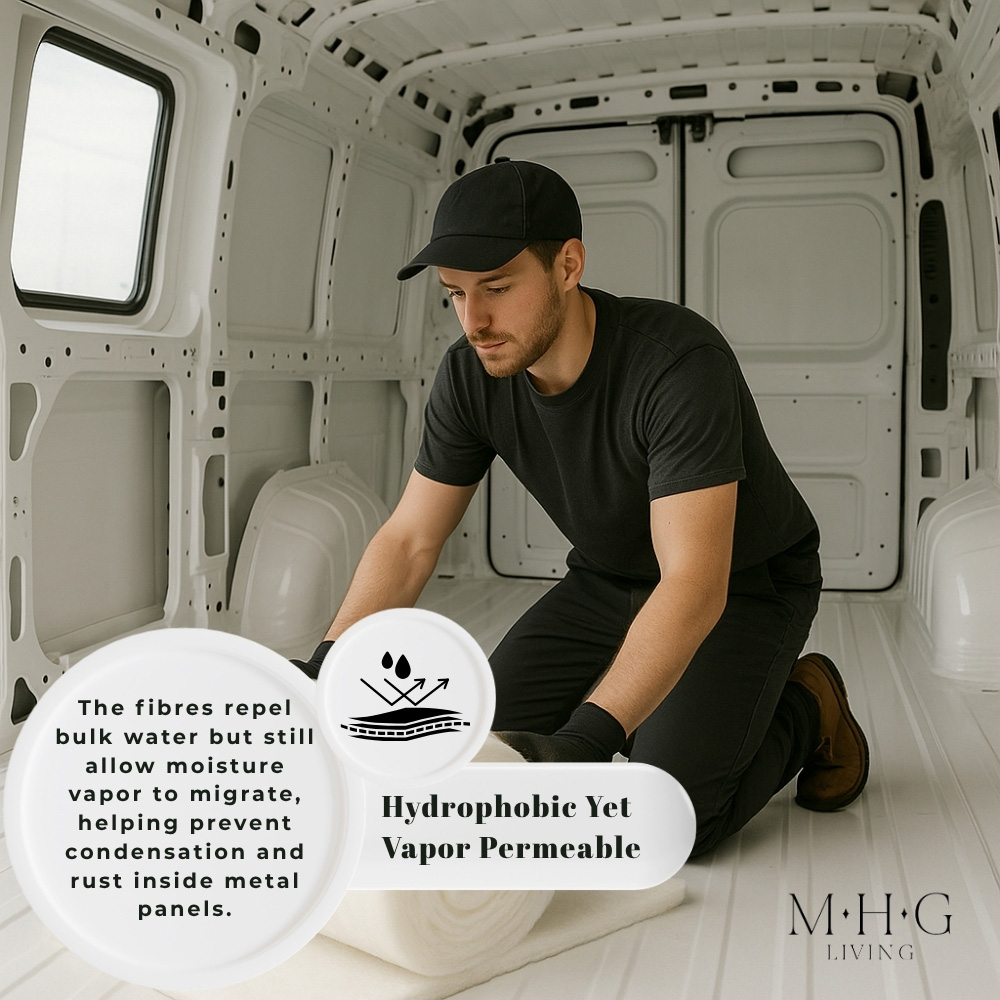 MHG Living White Non-Itch Polyester Thermal Lining Campervan Insulation Roll 8m x 570 x 110mm Image 4