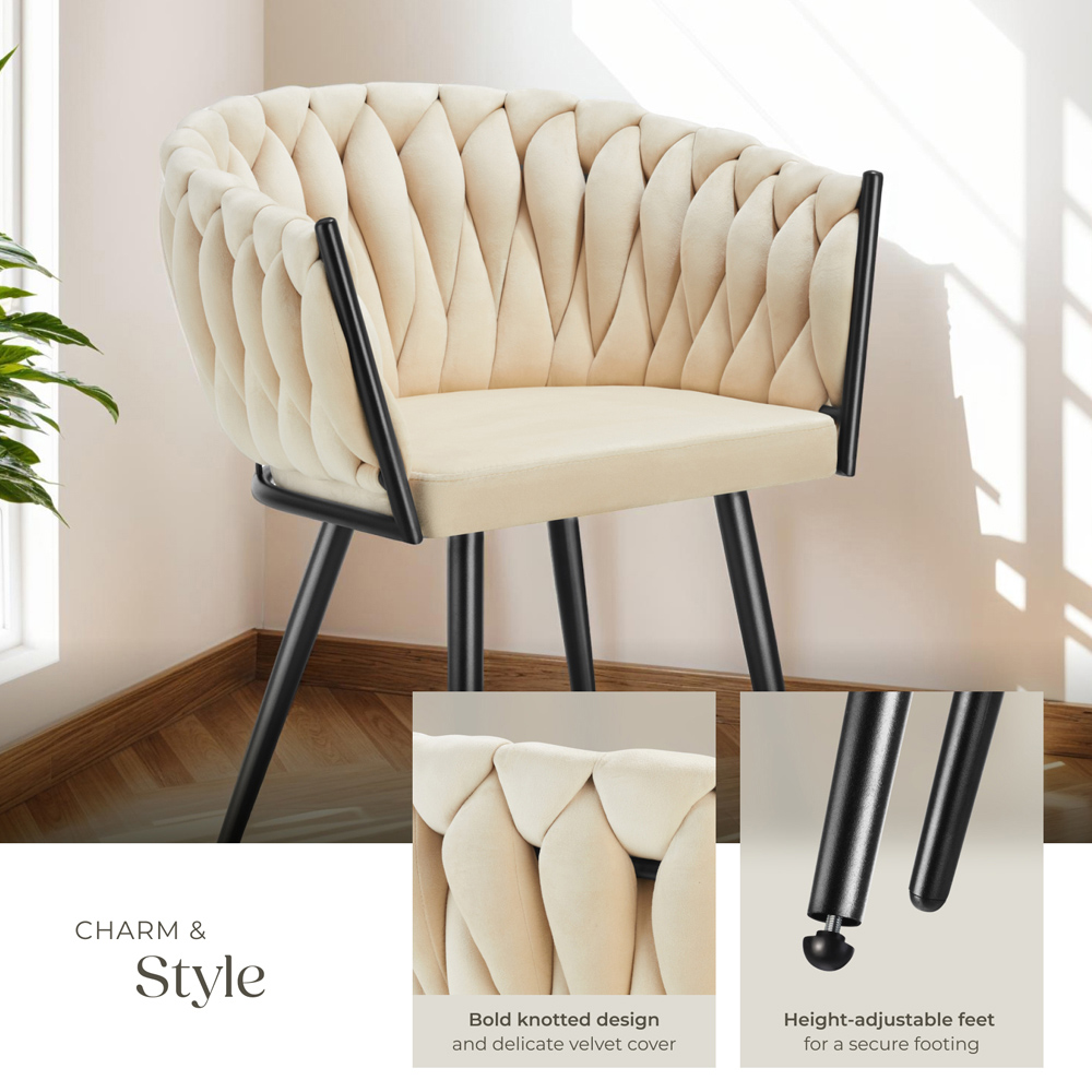 Tectake Astano Set of 4 Sand Dining Chair Image 3