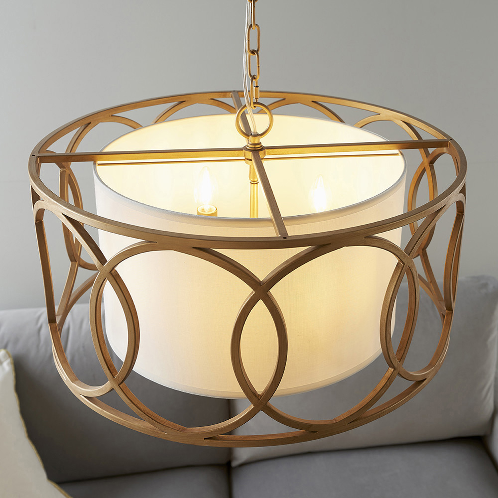 Merano Varese Brushed Gold Paint and White 4 Light Pendant Ceiling Light Image 6