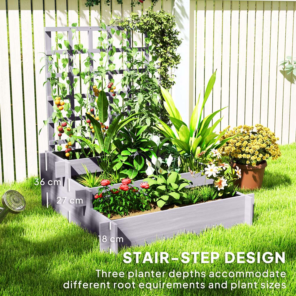 Outsunny 3 Tier Grey Wooden Garden Trellis Planter 110 x 95cm Image 8