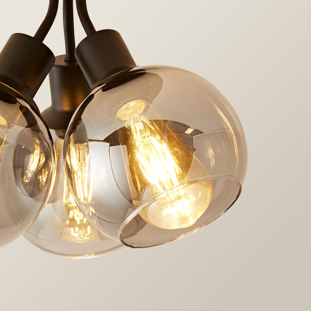 ValueLights Bellamy Matte Black Bubble Cluster Flush Ceiling Light and Bulbs Image 4