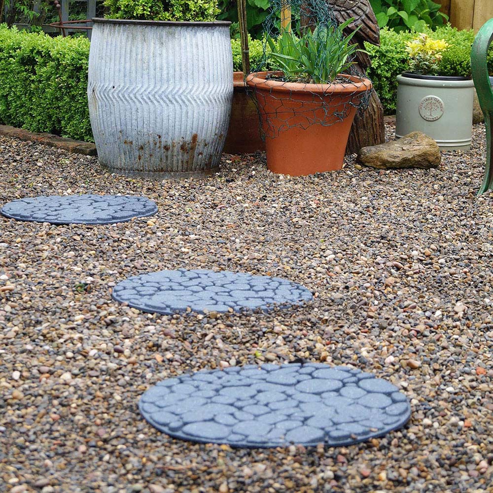 Primeur 45cm River Rock Grey Reversible Stepping Stone 4 Pack Image 4