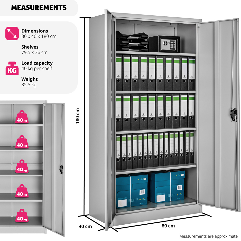 Tectake Grey Filing Cabinet Blain with Adjustable Shelves Image 9